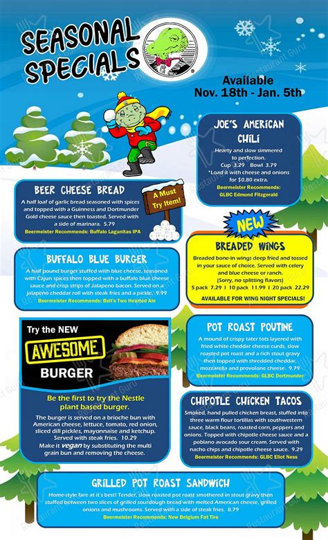 Menu at Winking Lizard Gateway restaurant, Cleveland, 811 Huron Rd E