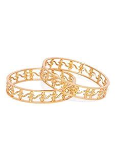 Buy ACCESSHER Matt Gold Handcrafted Filigree Bangles (Size 2.6) For ...