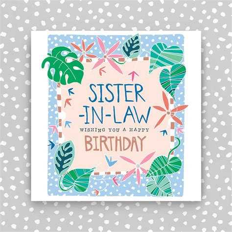 Sister in Law Birthday Card - Etsy UK