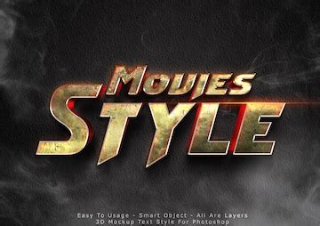 3d movies mockup text style effect | Premium PSD