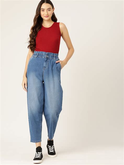 DressBerry Women Slouchy Fit High-Rise Light Fade Stretchable Jeans ...