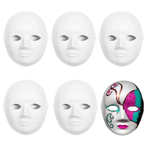 Wopodi 5 Pieces Paper Mache Masks White Diy Full Face | Desertcart INDIA