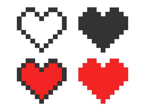 Colored pixel art 8bit heart icon. Love symbol. Cartoon logo vector ...