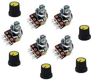 ERHIndia (Pack of 5) 100k Dual Potentiometer Volume Pot 100k with Knob ...