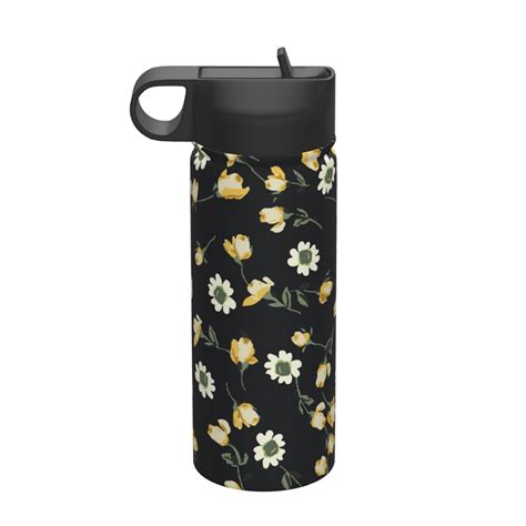 Qokaie Daisy Pattern 18oz Insulated Water Bottle, Stainless Steel Sports Bottle, Leak-proof ...