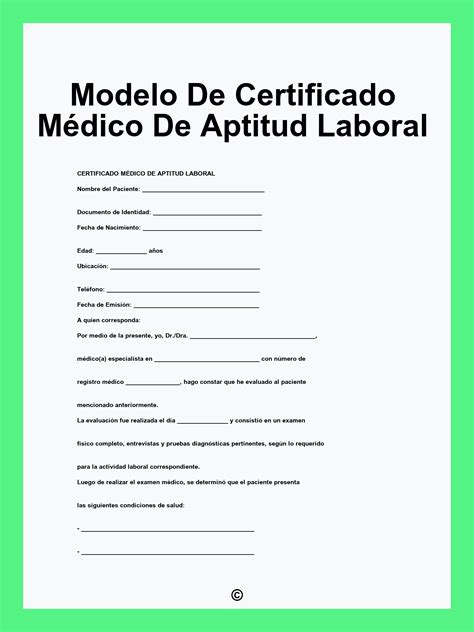 Modelo De Certificado Médico De Aptitud Laboral