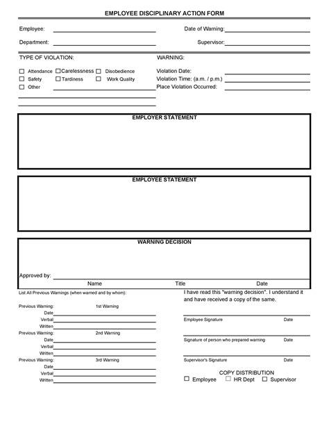Image result for Employee Discipline Form Template