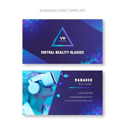 Gradient texture technology horizontal business card | Premium Vector