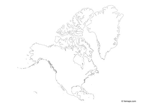 Outline Map of North America | Free Vector Maps