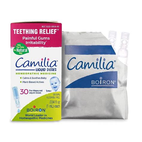 Boiron Camilia Teething Relief for Irritability, Painful Gums, 30 ...