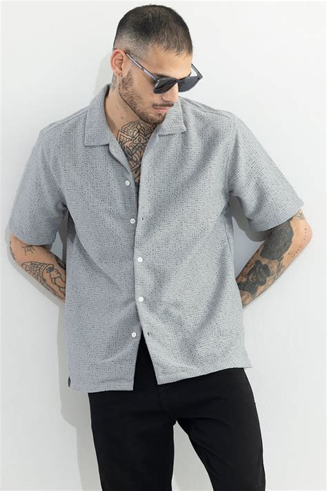Buy Men's Reticle Grey Shirt Online | SNITCH
