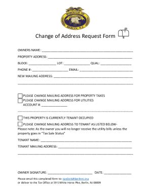 Fillable Online CHANGE OF ADDRESS FORM Mr.Mrs. Fax Email Print - pdfFiller