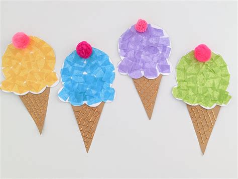 Easy Tissue Paper Ice Cream Craft for Kids - Crafting A Fun Life