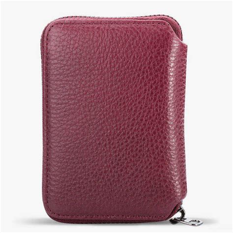 Personalized Burgundy Leather Mens Wallet with Zipper