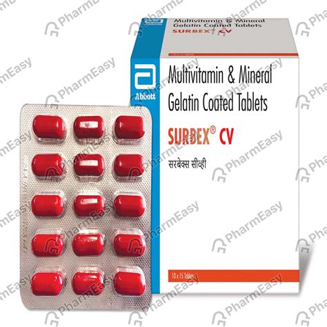 Buy Surbex Cv Strip Of 15 Tablets Online & Save Up to 24% at PharmEasy
