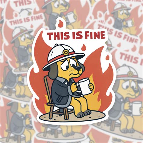 This is Fine Meme Sticker Funny Fire Dog Meme Humor Vinyl Decal for ...