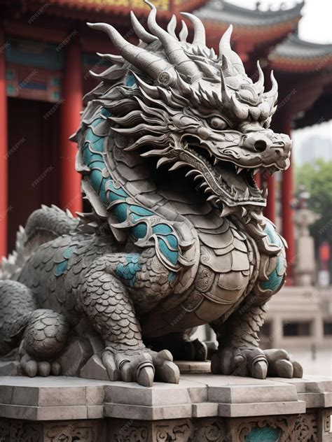 Premium AI Image | chinese dragon stone statue