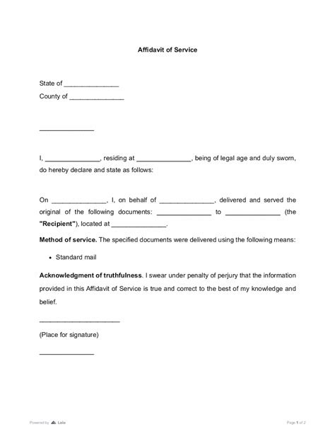 Image result for Process Server Affidavit of Service Form