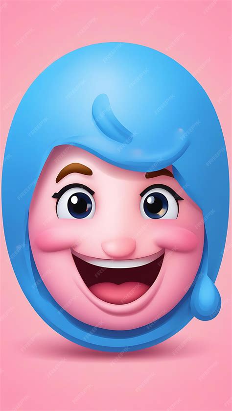 Shy Face with Blushing Cheeks Emoji Powder Blue Generative AI | Premium ...