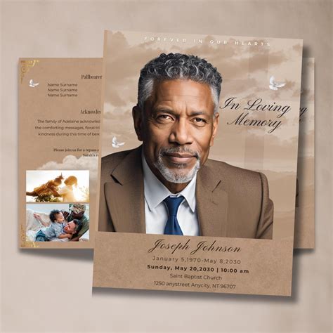 Elegant Brown Funeral Program Template: 8-page Obituary (canva, 11x8.5 ...