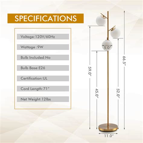 Costway Modern 3-Globe Floor Lamp with Foot Switch for Living Room ...