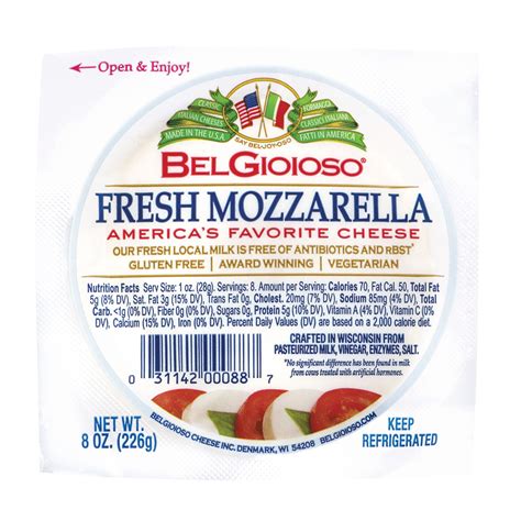 BelGioioso Fresh Mozzarella Cheese Ball, Slice for Snacking & Baking ...