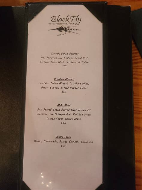 Menu at Blackfly The Restaurant, St. Augustine