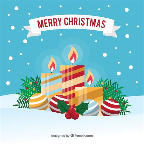 Decoratieve Kerst kaarsen achtergrond | Gratis Vector