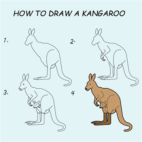 Step by step to draw a Kangaroo. Drawing tutorial a Kangaroo. Drawing ...