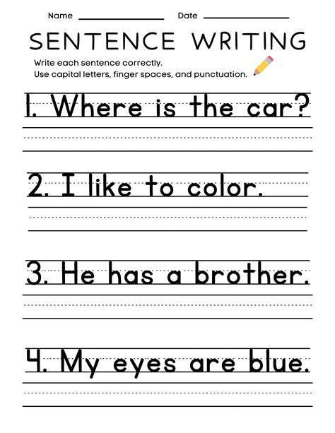 Engage Young Minds with Fun Kindergarten Sentence Writing Worksheets