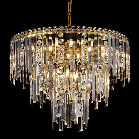 A AXILIXI Gold Crystal Chandeliers, 24” Modern Round Chandelier for ...