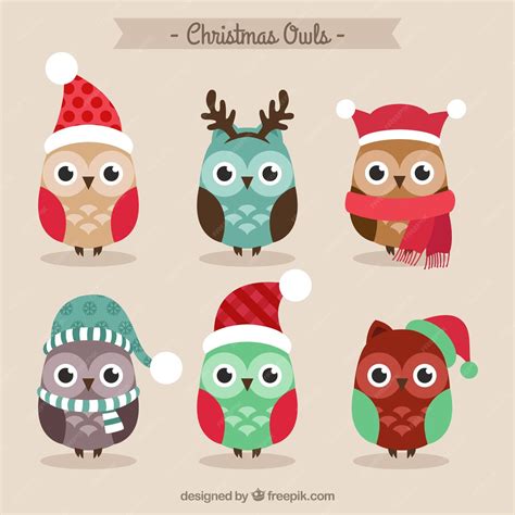 Nette Weihnachtseulen | Kostenlose Vektor