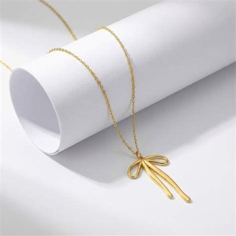Golden Ribbon Bow Necklace – PALMONAS
