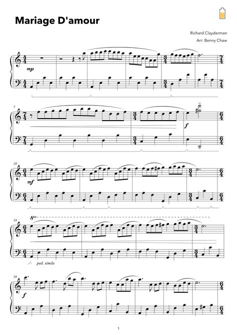Mariage D'amour (arr. Benny Chaw) Sheet Music | Clayderman Richard ...