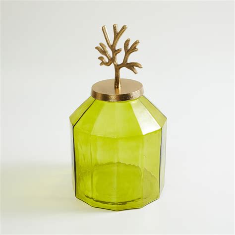 Buy Splendid Glass Decorative Jar with Metal Lid from Home Centre at ...