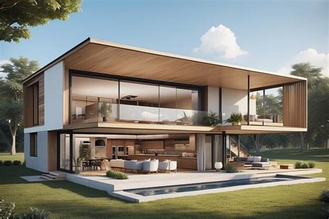 Modern home cross section 3d rendering | Premium AI-generated image