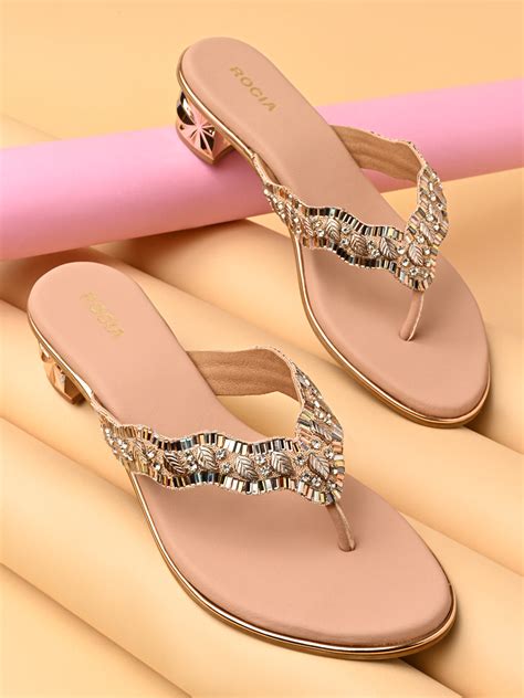 Shop Rocia By Regal Rose Gold Women Embellished Block Heel Fancy ...