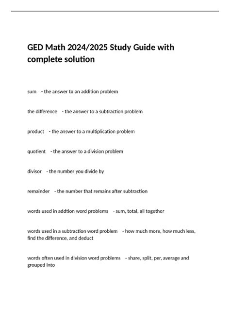 GED Math Study Guide 的图像结果