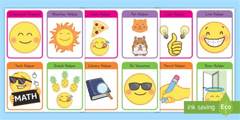 😊 Editable Emoji Classroom Job Cards