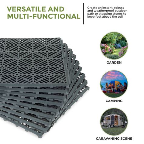 LIVIVO 9pcs Interlocking Nonslip Garden Path Tiles Floor Lawn Paving ...
