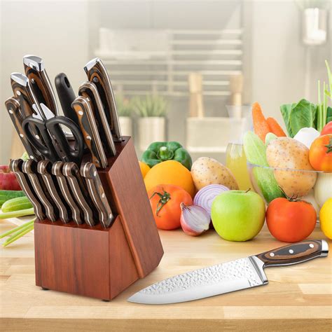 Giantex 15-piece Kitchen Knife Set W/block, Stainless Steel Knife Set W ...