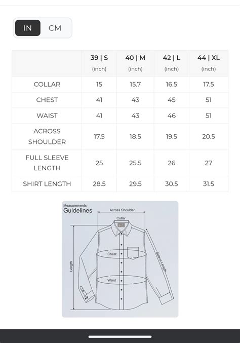 size chart – Ellish Wear