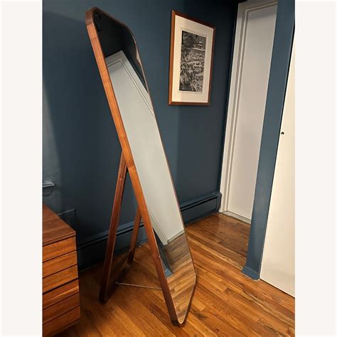 Crate & Barrel Edge Walnut Floor Mirror - AptDeco