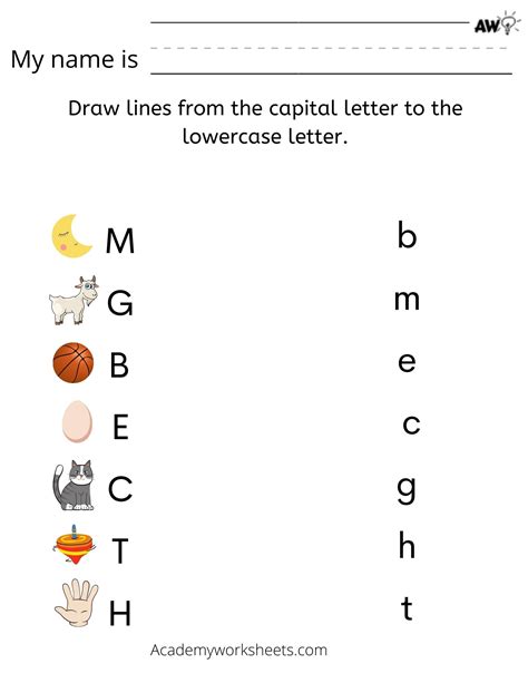 Match Uppercase and Lowercase Letters - Academy Worksheets
