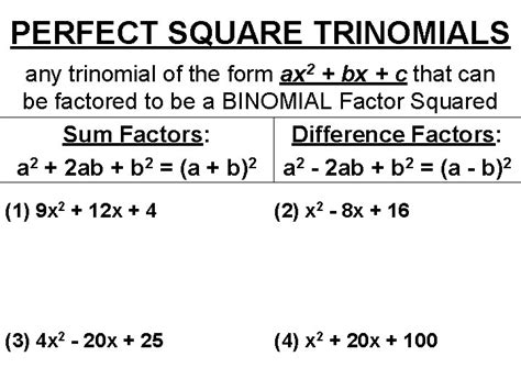 Image result for Example of Perfect Square Trinomial