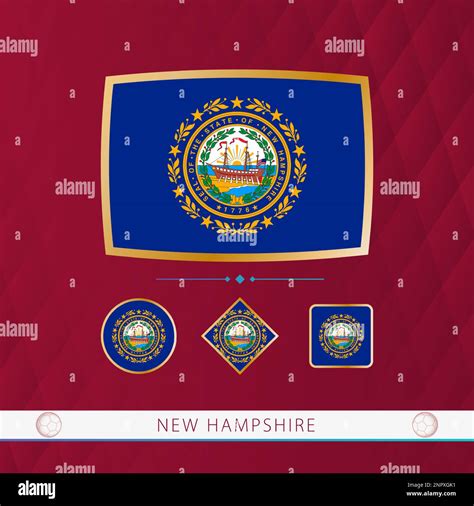 Set of New Hampshire flags with gold frame for use at sporting events ...