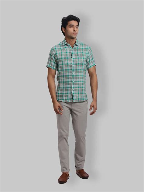 Colorplus Men Green Regular Fit Checked Linen Casual Shirt – MyRaymond