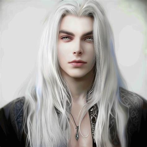 Pin by Miam S. on Fantasy | Long silver hair, Long white hair, Guys ...