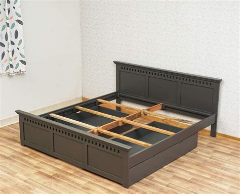 Alexandria Solid Wood King Size Bed with Storage Drawer