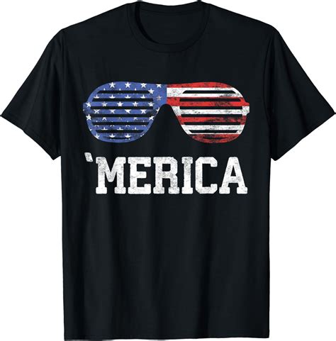 Merica Sunglasses T-Shirt Patriotic Fourth of July Shirt T-Shirt ...
